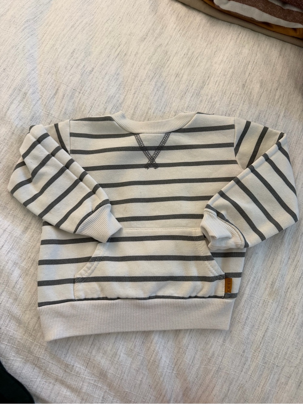 Striped Crewneck Sweatshirt for Kids - Cream & Gray